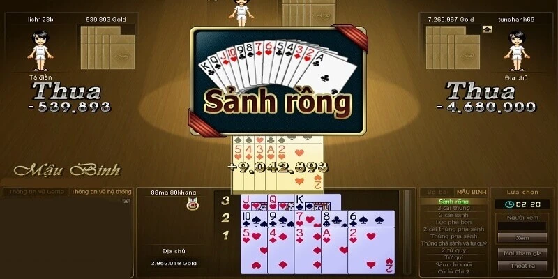 Sảnh trong game Mậu binh có sự linh hoạt